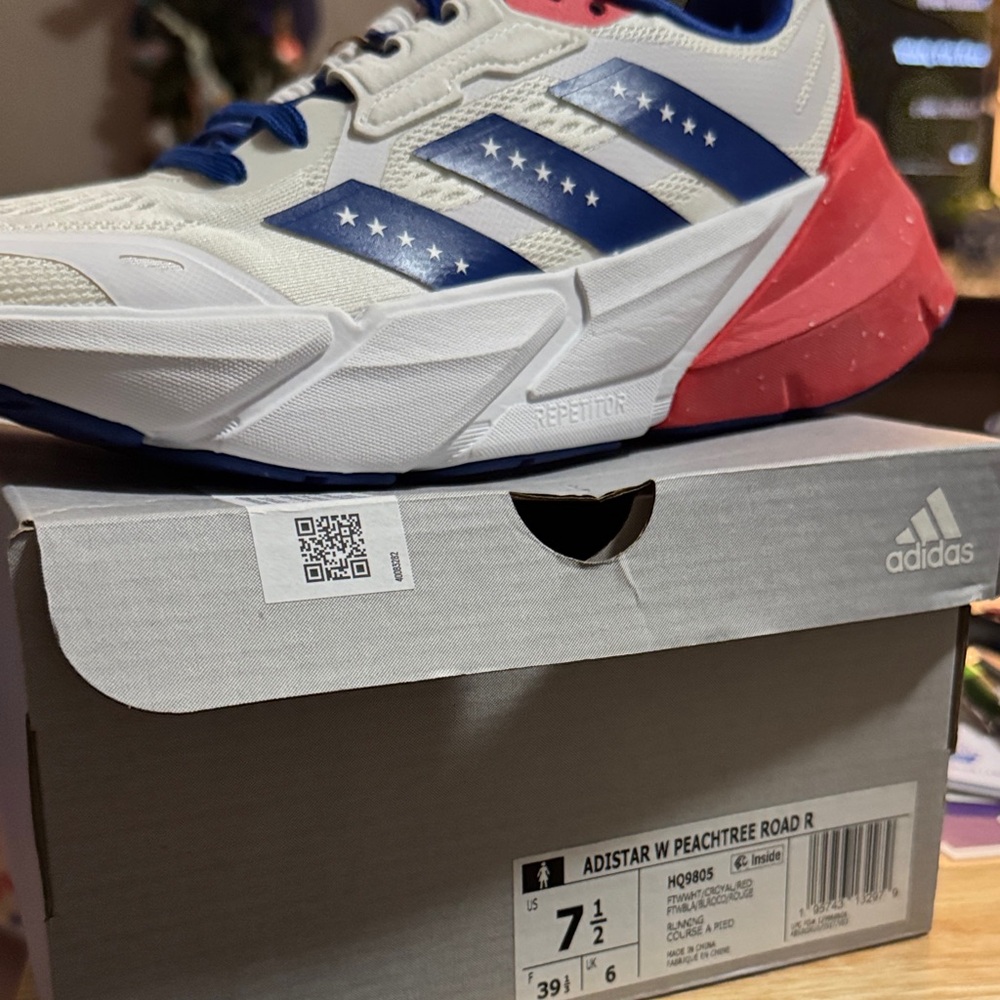 Adidas Adistar Peachtree Road Runners - White, Blue, and Red